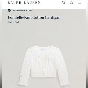 Ralph Lauren White Pointelle-Knit Cotton Cardigan